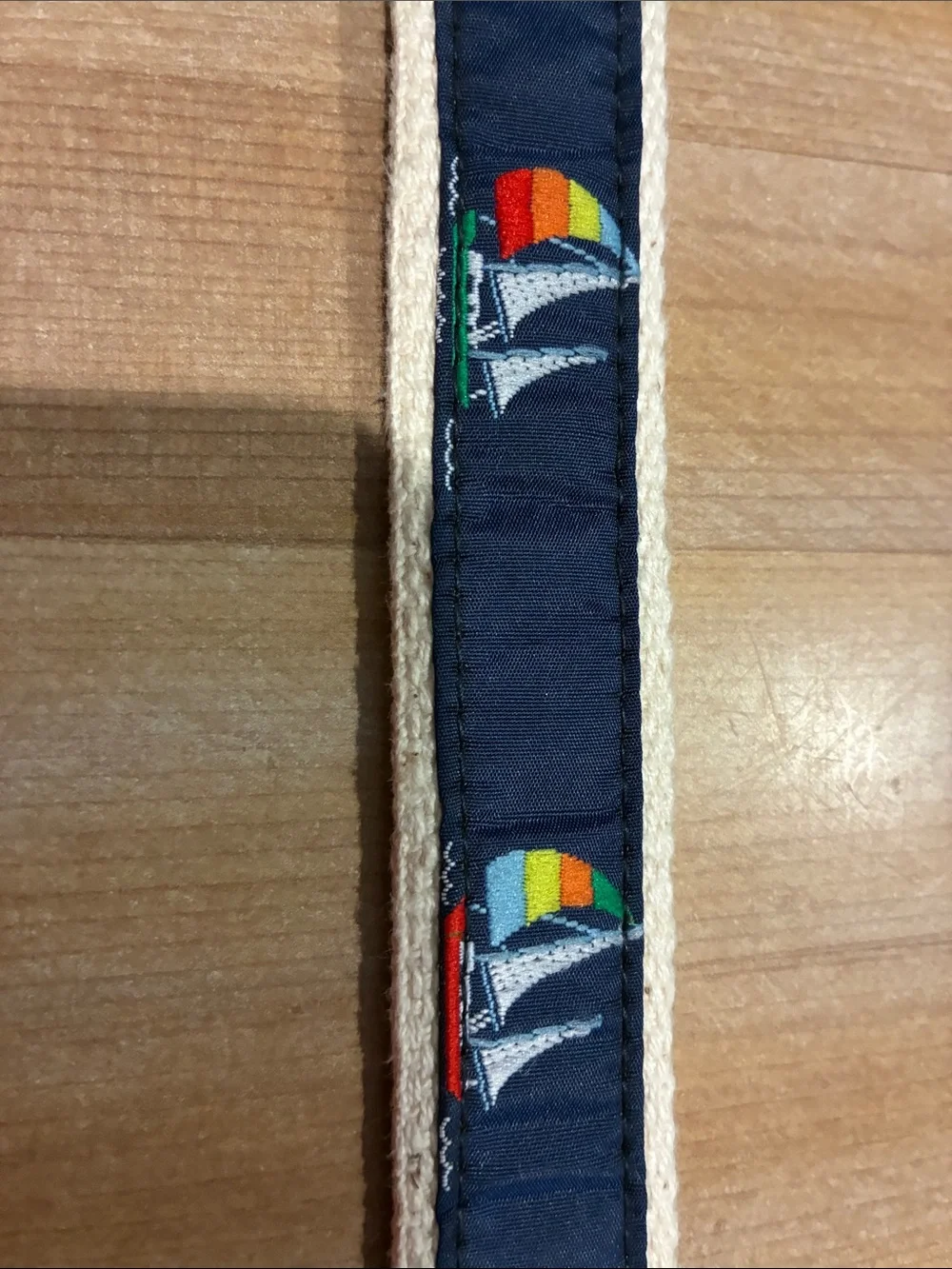 Canterbury Kids Navy Webbing Belt with Brown Leather Trim and Nautical Accent